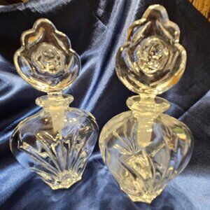2 Vintage Princess House Aerican Rose crystal perfume bottles